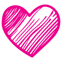 AI generated heart shape icon sign symbol element to decoration png file transparent. Hand draw pink heart line doodle style