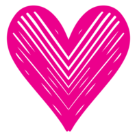 AI generated heart shape icon sign symbol element to decoration png file transparent. Hand draw pink heart line doodle style