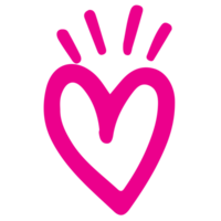 AI generated heart shape icon sign symbol element to decoration png file transparent. Hand draw pink heart line doodle style