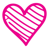 AI generated heart shape icon sign symbol element to decoration png file transparent. Hand draw pink heart line doodle style