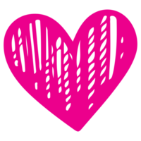 AI generated heart shape icon sign symbol element to decoration png file transparent. Hand draw pink heart line doodle style