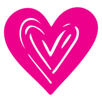 ai généré cœur forme icône signe symbole élément à décoration png fichier transparent. main dessiner rose cœur ligne griffonnage style