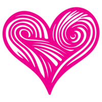 AI generated heart shape icon sign symbol element to decoration png file transparent. Hand draw pink heart line doodle style