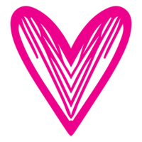 ai generado corazón forma icono firmar símbolo elemento a decoración png archivo transparente. mano dibujar rosado corazón línea garabatear estilo