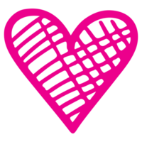 AI generated heart shape icon sign symbol element to decoration png file transparent. Hand draw pink heart line doodle style