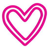 AI generated heart shape icon sign symbol element to decoration png file transparent. Hand draw pink heart line doodle style