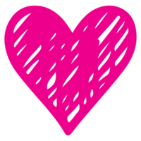 AI generated heart shape icon sign symbol element to decoration png file transparent. Hand draw pink heart line doodle style