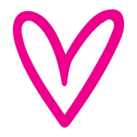 AI generated heart shape icon sign symbol element to decoration png file transparent. Hand draw pink heart line doodle style