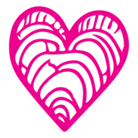 AI generated heart shape icon sign symbol element to decoration png file transparent. Hand draw pink heart line doodle style