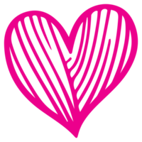 AI generated heart shape icon sign symbol element to decoration png file transparent. Hand draw pink heart line doodle style