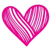 AI generated heart shape icon sign symbol element to decoration png file transparent. Hand draw pink heart line doodle style