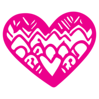 AI generated heart shape icon sign symbol element to decoration png file transparent. Hand draw pink heart line doodle style