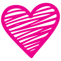 AI generated heart shape icon sign symbol element to decoration png file transparent. Hand draw pink heart line doodle style