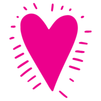 AI generated heart shape icon sign symbol element to decoration png file transparent. Hand draw pink heart line doodle style