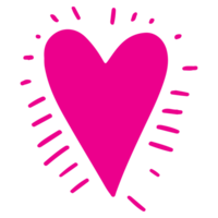 ai generado corazón forma icono firmar símbolo elemento a decoración png archivo transparente. mano dibujar rosado corazón línea garabatear estilo