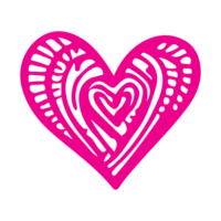 AI generated heart shape icon sign symbol element to decoration png file transparent. Hand draw pink heart line doodle style