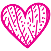 AI generated heart shape icon sign symbol element to decoration png file transparent. Hand draw pink heart line doodle style