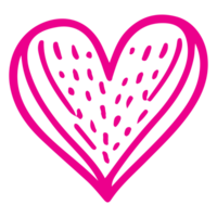 AI generated heart shape icon sign symbol element to decoration png file transparent. Hand draw pink heart line doodle style