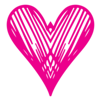 AI generated heart shape icon sign symbol element to decoration png file transparent. Hand draw pink heart line doodle style