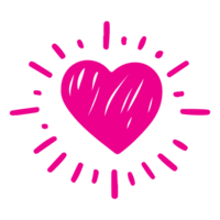 AI generated heart shape icon sign symbol element to decoration png file transparent. Hand draw pink heart line doodle style