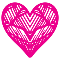 AI generated heart shape icon sign symbol element to decoration png file transparent. Hand draw pink heart line doodle style