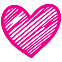 AI generated heart shape icon sign symbol element to decoration png file transparent. Hand draw pink heart line doodle style