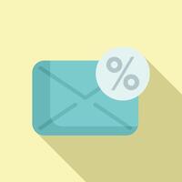 Mail percent sale icon flat vector. Price sale tag vector