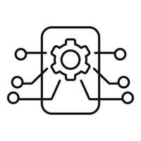 Cog overview icon outline vector. Memory dual machine vector