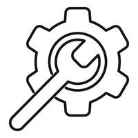 Cog key power source icon outline vector. Specification module vector