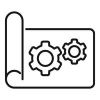 Solitary tech cog icon outline vector. Device capacity vector