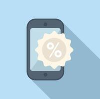 Online phone sale icon flat vector. Percent promotion vector