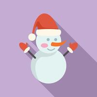 Sticker snow man icon flat vector. Funny beanie vector