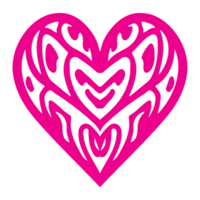 AI generated heart shape icon sign symbol element to decoration png file transparent. Hand draw pink heart line doodle style