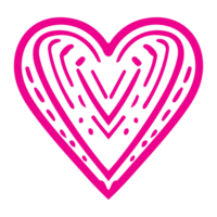 ai généré cœur forme icône signe symbole élément à décoration png fichier transparent. main dessiner rose cœur ligne griffonnage style