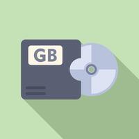 Disk gb focus solid icon flat vector. Cloud size byte vector