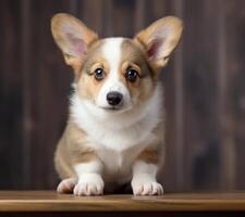 AI generated ute grey and white corgi puppy photo