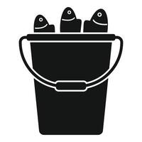 Full bucket of fish icon simple vector. Icy day season vector