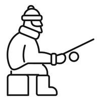 Man ice fishing icon outline vector. Season eskimo fisher vector