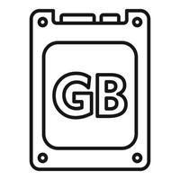 SSD disk icon outline vector. Solid machine memory vector