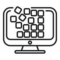 Monitor data storage icon outline vector. Shutter cloud vector