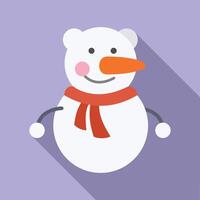 New Year snowman icon flat vector. Face happy character vector