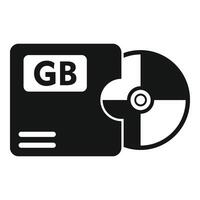 Disk gb focus solid icon simple vector. Cloud size byte vector