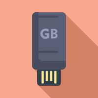 Speed usb disk icon flat vector. Solid state disk vector