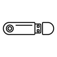 Best usb flash device icon outline vector. Focus machine storage vector