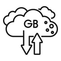 Cloud big data icon outline vector. Cloud size byte vector