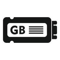 SSD gb memory icon simple vector. Product byte vector