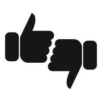 Thumb up and down icon simple vector. Reason solution vector