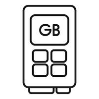 Gb memory board icon outline vector. Solid machine vector