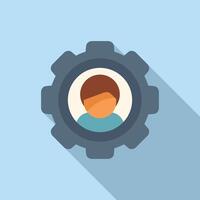 Gear work person icon flat vector. Coping skills business vector