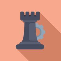 Chess tower gear work icon flat vector. Coping skills vector